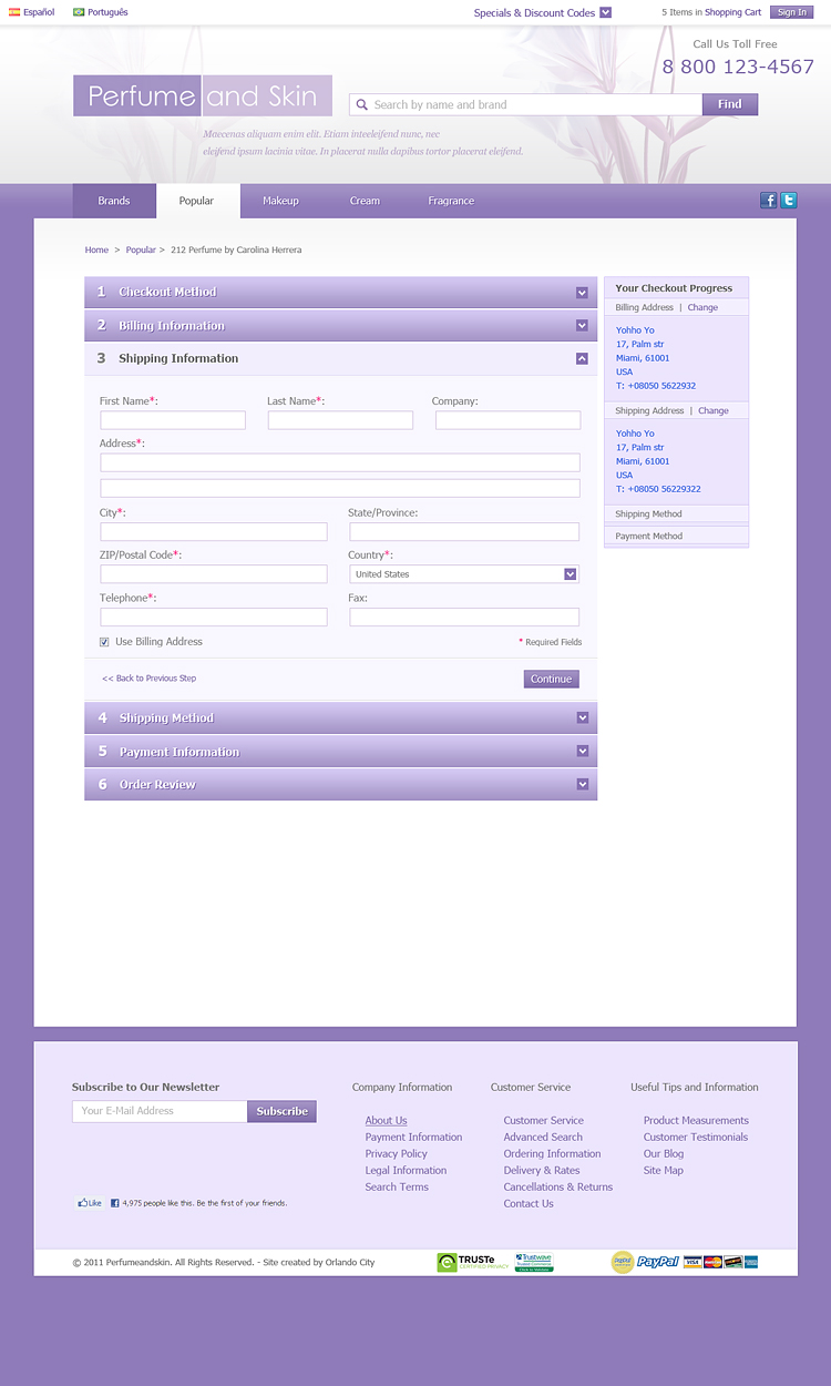 Дизайн страницы оформления заказа интернет-магазина на Magento